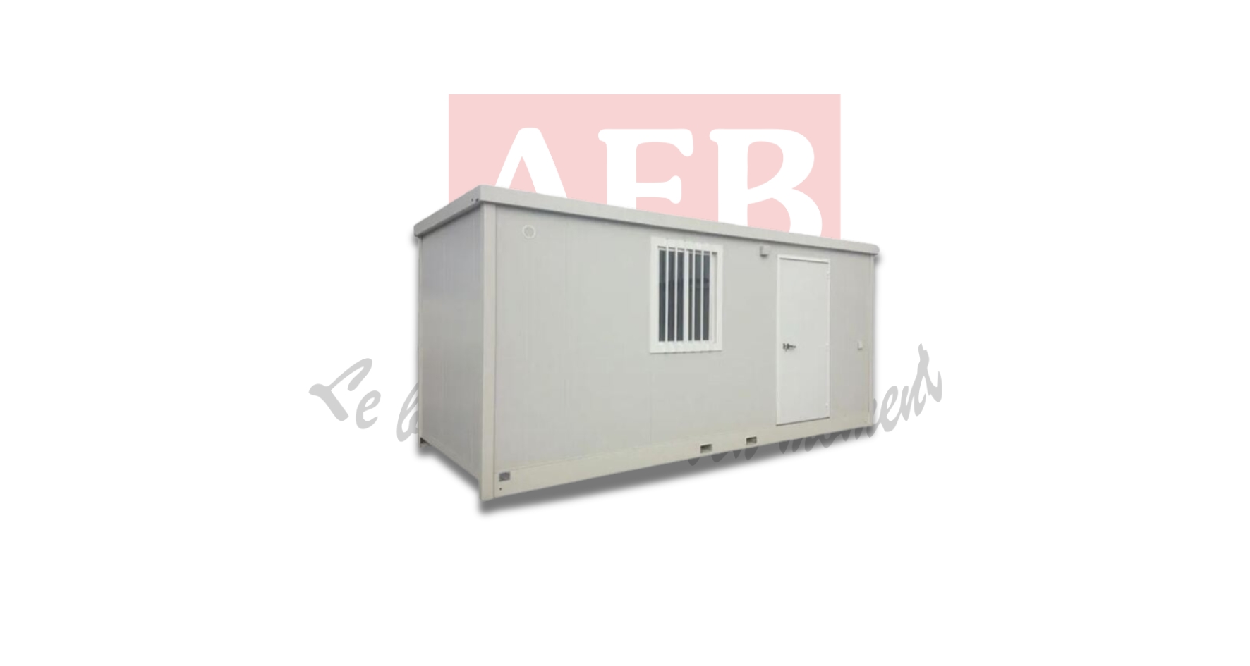 Abri grutable et sur ampliroll 6 x 2,45 m avec réfectoire, sanitaire, vestiaire, hublots, 1 fenêtre, 1 wc autonome*,1 réchaud gaz, 1 table, 2 bancs, 1 lavabo, 8 personnes – sur ampliroll